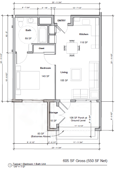 Rialto Metrolink South 1 Bedroom Floor Plan